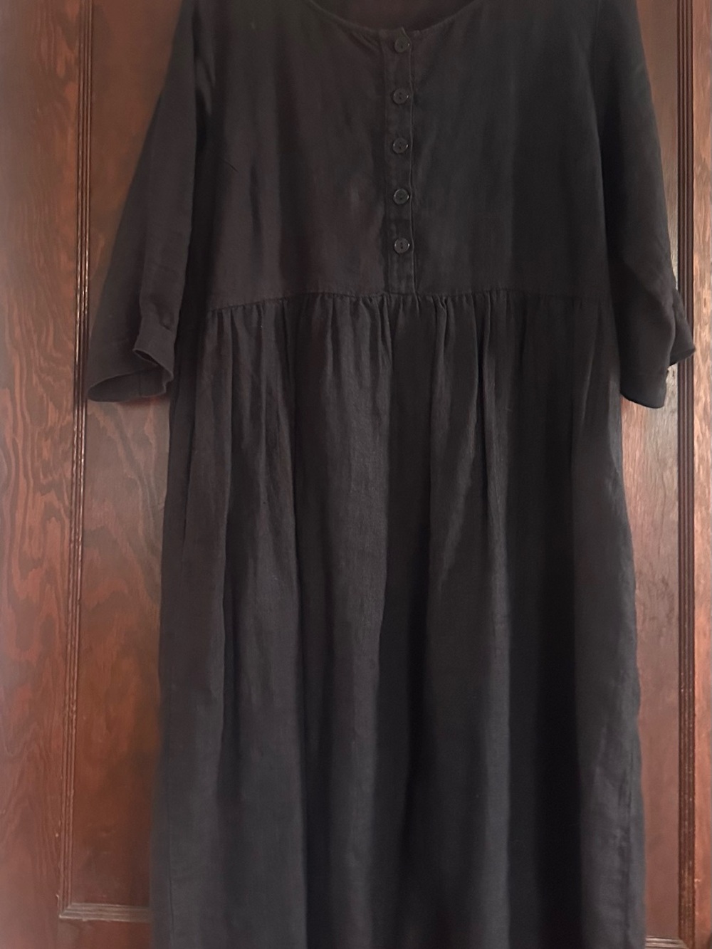 Pyne & Smith Black Button-Front Midi Dress